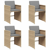 Vidaxl tuinstoelen 4 st met kussens poly rattan gemengd beige