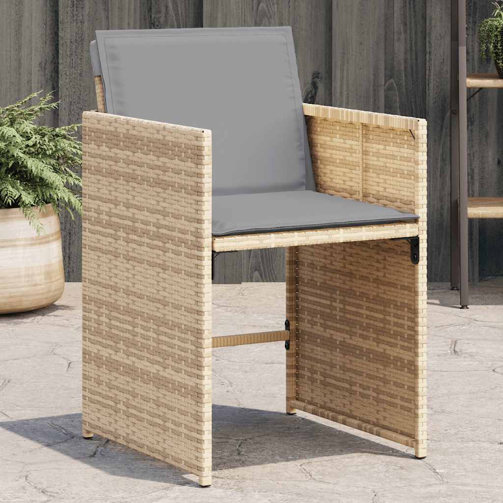 Vidaxl tuinstoelen 4 st met kussens poly rattan gemengd beige