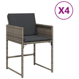 Vidaxl tuinstoelen 4 st met kussens poly rattan grijs