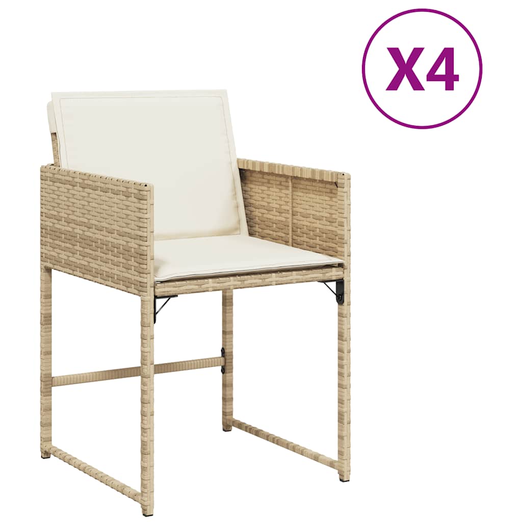 Vidaxl tuinstoelen 4 st met kussens poly rattan beige