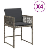 Vidaxl tuinstoelen 4 st met kussens poly rattan grijs