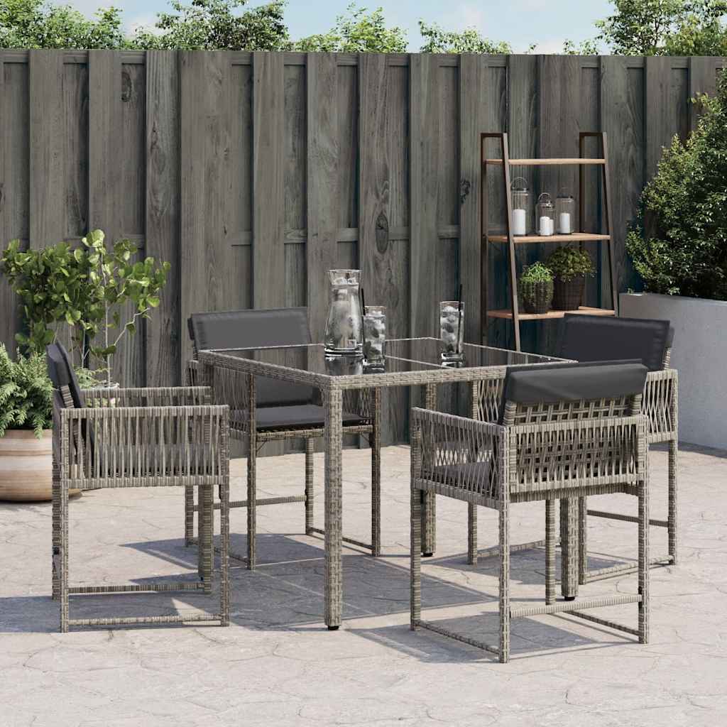 Vidaxl tuinstoelen 4 st met kussens poly rattan grijs