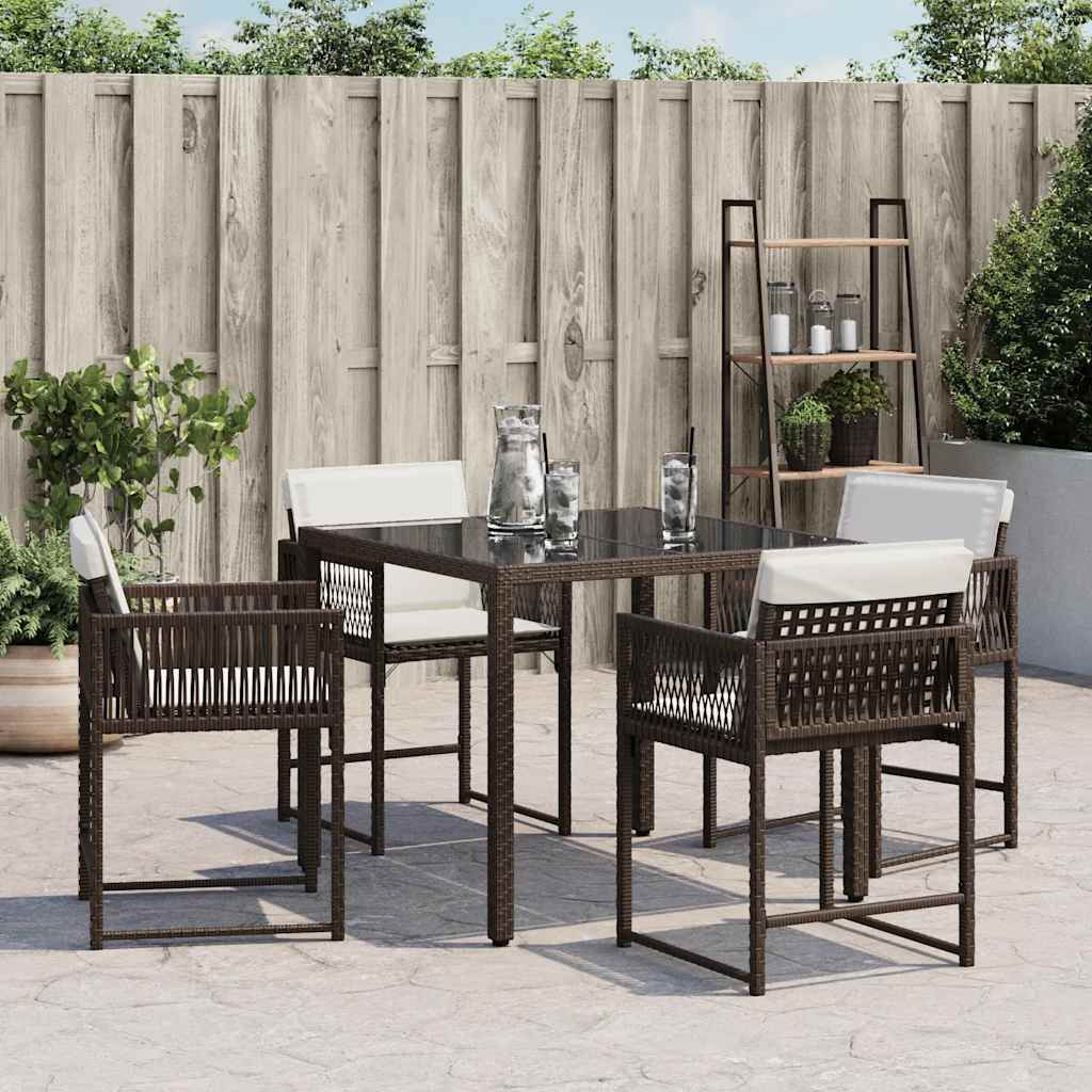 Vidaxl tuinstoelen 4 st met kussens poly rattan bruin