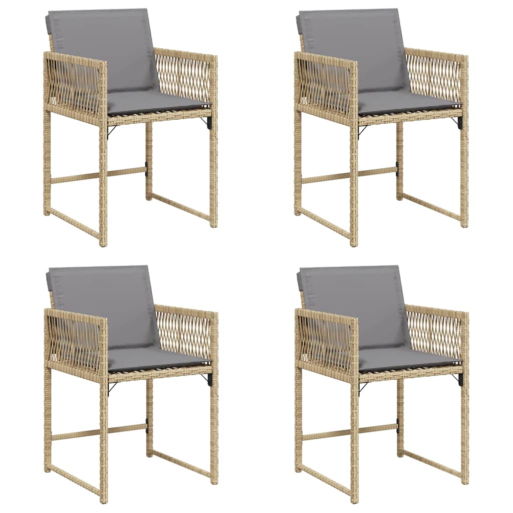 Vidaxl tuinstoelen 4 st met kussens poly rattan gemengd beige