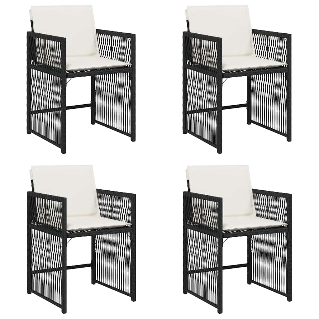 Vidaxl tuinstoelen 4 st met kussens poly rattan zwart