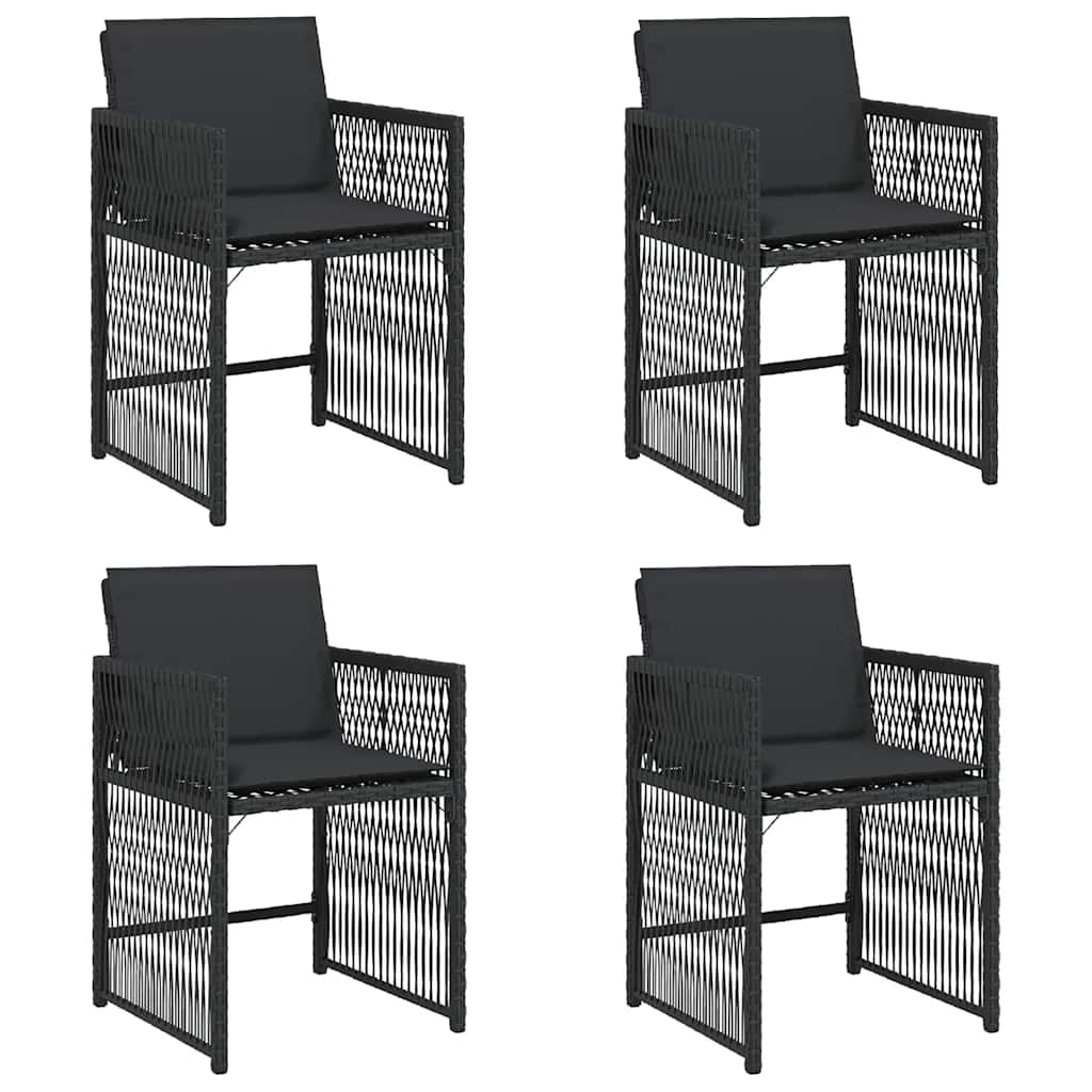Vidaxl tuinstoelen 4 st met kussens poly rattan zwart