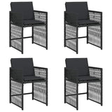 Vidaxl tuinstoelen 4 st met kussens poly rattan zwart