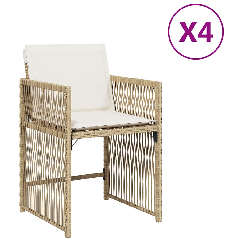 Vidaxl tuinstoelen 4 st met kussens poly rattan beige