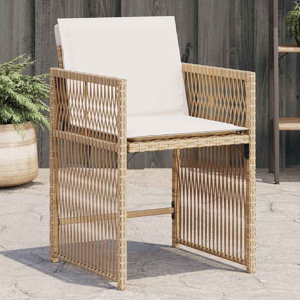Vidaxl tuinstoelen 4 st met kussens poly rattan beige