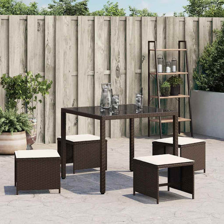 Vidaxl tuinkrukken 4 st met kussens 41x41x36 cm poly rattan bruin