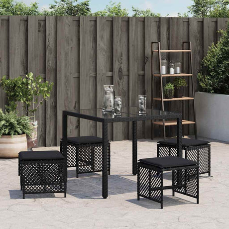 Vidaxl tuinkrukken 4 st met kussens 41x41x36 cm poly rattan zwart