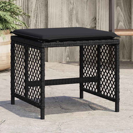 Vidaxl tuinkrukken 4 st met kussens 41x41x36 cm poly rattan zwart