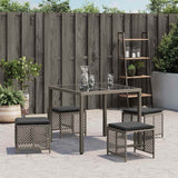 Vidaxl tuinkrukken 4 st met kussens 41x41x36 cm poly rattan grijs
