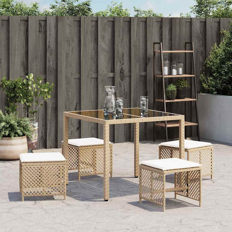Vidaxl tuinkrukken 4 st met kussens 41x41x36 cm poly rattan beige