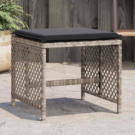 Vidaxl tuinkrukken 4 st met kussens 41x41x36 cm poly rattan lichtgrijs