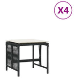 Vidaxl tuinkrukken 4 st met kussens 41x41x36 cm poly rattan zwart