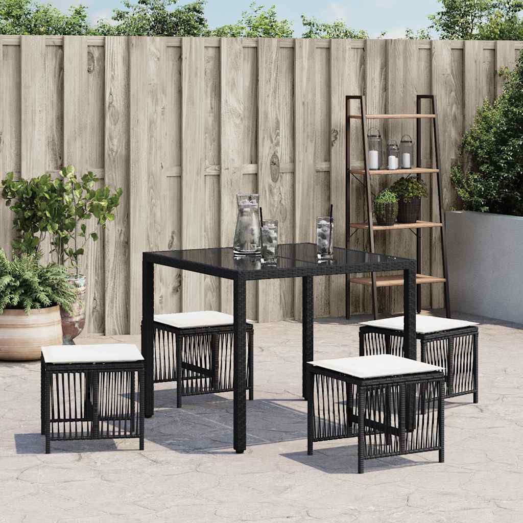 Vidaxl tuinkrukken 4 st met kussens 41x41x36 cm poly rattan zwart