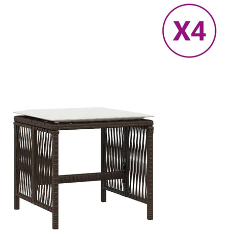 Vidaxl tuinkrukken 4 st met kussens 41x41x36 cm poly rattan bruin