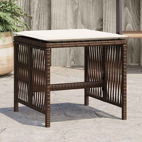 Vidaxl tuinkrukken 4 st met kussens 41x41x36 cm poly rattan bruin