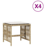 Vidaxl tuinkrukken 4 st met kussens 41x41x36 cm poly rattan beige