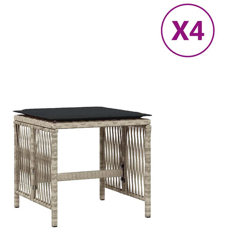 Vidaxl tuinkrukken 4 st met kussens 41x41x36 cm poly rattan lichtgrijs
