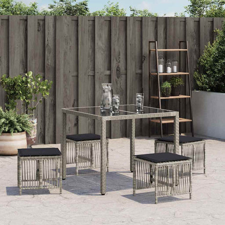 Vidaxl tuinkrukken 4 st met kussens 41x41x36 cm poly rattan lichtgrijs