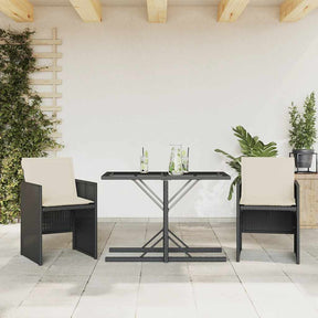 Vidaxl 3-delige bistroset met kussens poly rattan zwart