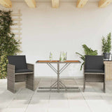 Vidaxl 3-delige bistroset met kussens poly rattan grijs