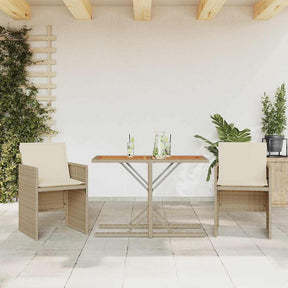 Vidaxl 3-delige bistroset met kussens poly rattan beige
