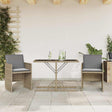 Vidaxl 3-delige bistroset met kussens poly rattan gemengd beige