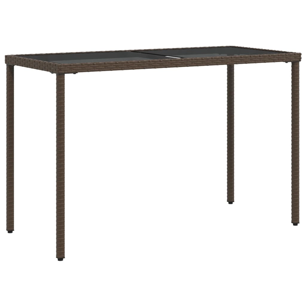 Vidaxl tuintafel met glazen blad 115x54x74 cm poly rattan bruin