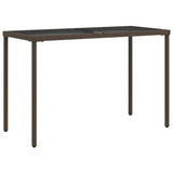 Vidaxl tuintafel met glazen blad 115x54x74 cm poly rattan bruin