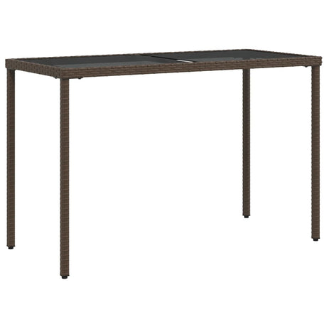 Vidaxl tuintafel met glazen blad 115x54x74 cm poly rattan bruin