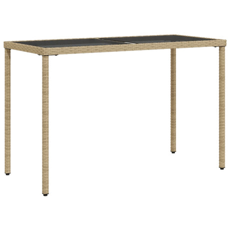 Vidaxl tuintafel met glazen blad 115x54x74 cm poly rattan beige