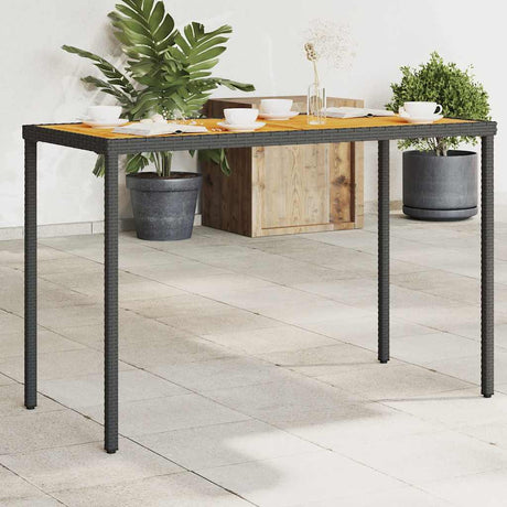 Vidaxl tuintafel met acaciahouten blad 115x54x74 cm poly rattan zwart