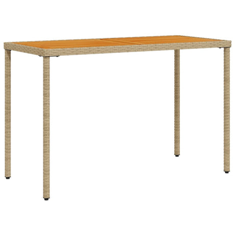 Vidaxl tuintafel met acaciahouten blad 115x54x74 cm poly rattan beige