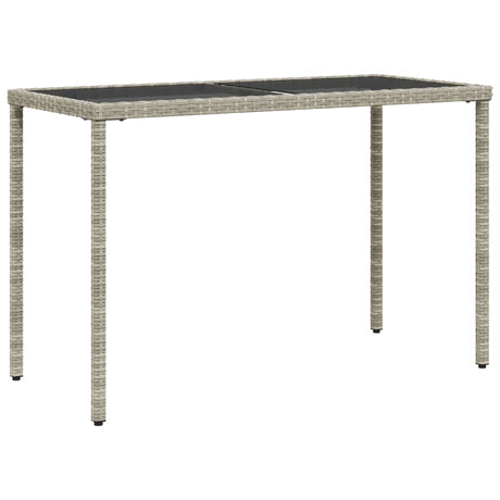 Vidaxl tuintafel met glazen blad 115x54x74 cm poly rattan lichtgrijs