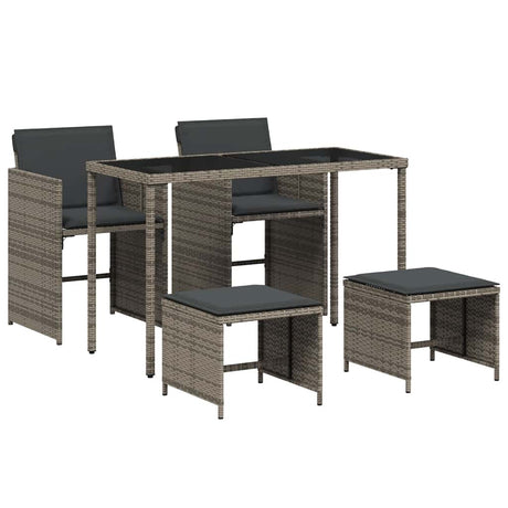 Vidaxl 5-delige tuinset met kussens poly rattan grijs