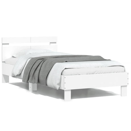 Vidaxl bedframe met hoofdbord bewerkt hout wit 100x200 cm