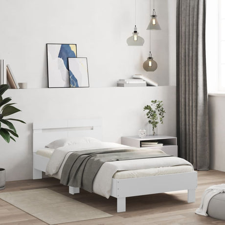 Vidaxl bedframe met hoofdbord bewerkt hout wit 100x200 cm