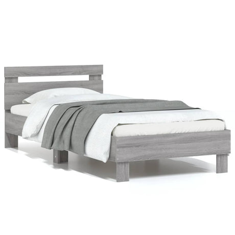 Vidaxl bedframe met hoofdeinde bewerkt hout grijs sonoma 90x200 cm