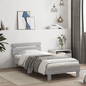 Vidaxl bedframe met hoofdeinde bewerkt hout grijs sonoma 90x200 cm