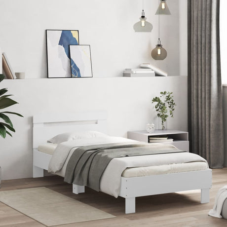 Vidaxl bedframe met hoofdeinde bewerkt hout wit 90x190 cm