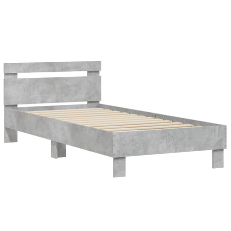 Vidaxl bedframe met hoofdbord bewerkt hout betongrijs 75x190 cm