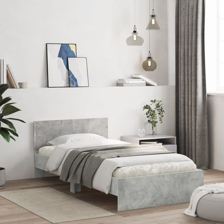 Vidaxl bedframe met hoofdeinde bewerkt hout betongrijs 100x200 cm