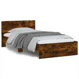 Vidaxl bedframe met hoofdeinde bewerkt hout gerookt eiken 100x200 cm