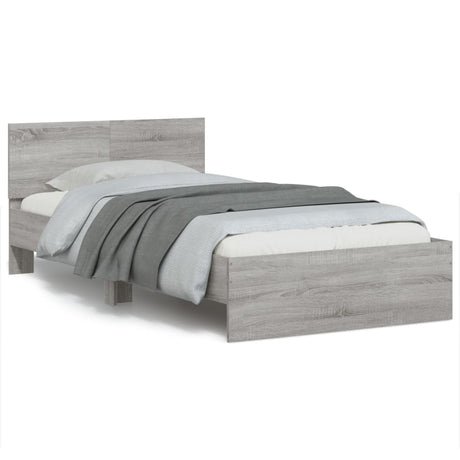 Vidaxl bedframe met hoofdeinde bewerkt hout grijs sonoma 100x200 cm
