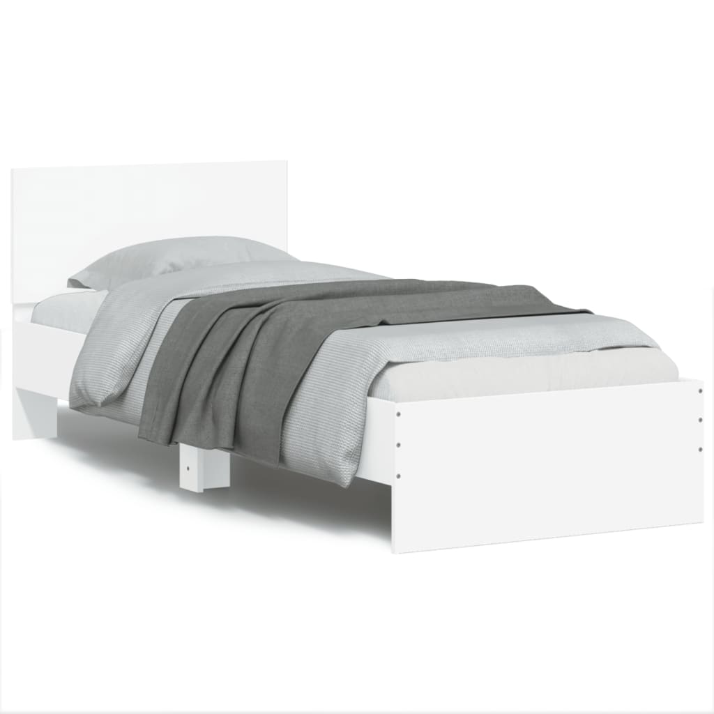 Vidaxl bedframe met hoofdbord bewerkt hout wit 90x200 cm
