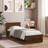 Vidaxl bedframe met hoofdbord zonder matras bruin eikenkleur 90x200 cm