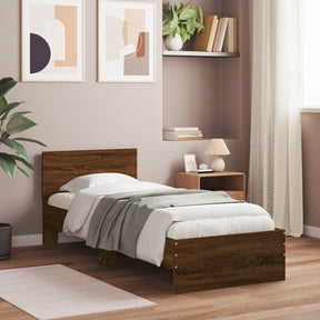 Vidaxl bedframe met hoofdbord zonder matras bruin eikenkleur 90x200 cm